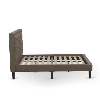 KD18F-1HI0M 2 Pc Bed Set - Full Size Bed Brown Headboard with 1 Night Stand for Bedroom - Black Finish Legs