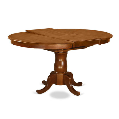 POPL5-SBR-C 5 Pc set Portland Dining Table having 18" Leaf and 4 Cushiad Kitchen Chairs in Saddle Brown