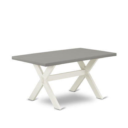 East West Furniture X096DR207-5 5-Pc Dining Room Set - 4 Dining Padded Chairs and 1 Modern Rectangular Cement Breakfast Table Top with High Chair Back - Linen White Finish