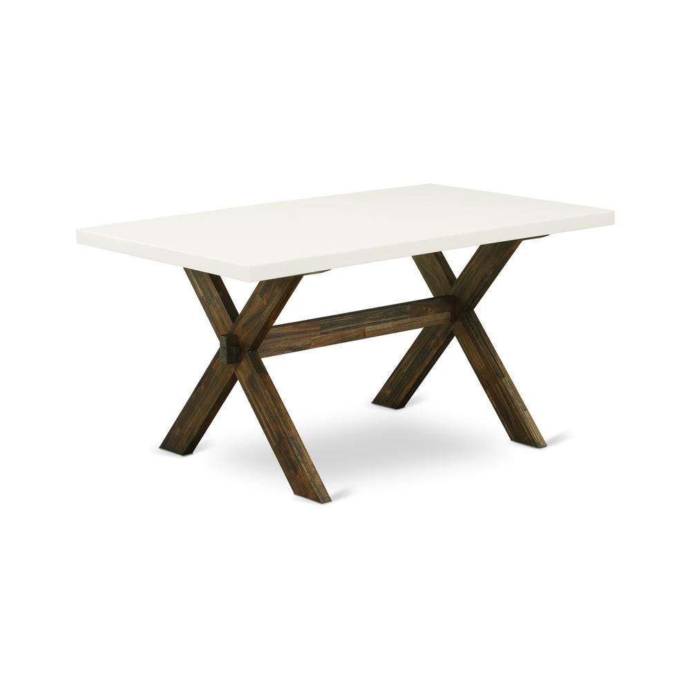 East West Furniture X726FL716-7 - 7-Piece a Rectangular Dining Table Set - 6 Dining Chairs and Kitchen Dining Table Solid Wood Frame