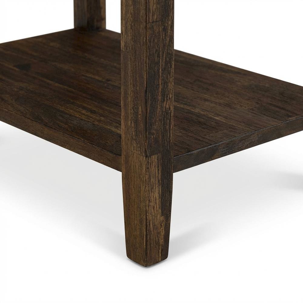 Distressed Jacobean Nightstand with Wooden Drawer and Stable Construction