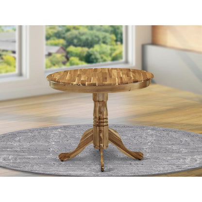 Antique Dining Room Table - Round kitchen Table Top with Pedestal Base, 36x36 Inch, Natural