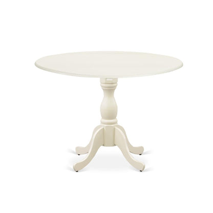 East West Furniture DMBO3-LWH-C 3 Piece Dinning Room Table Set Consists of 1 Drop Leaves Modern Dining Table and 2 Linen White Faux Leather Kitchen Chairs with X-Back - Linen White Finish