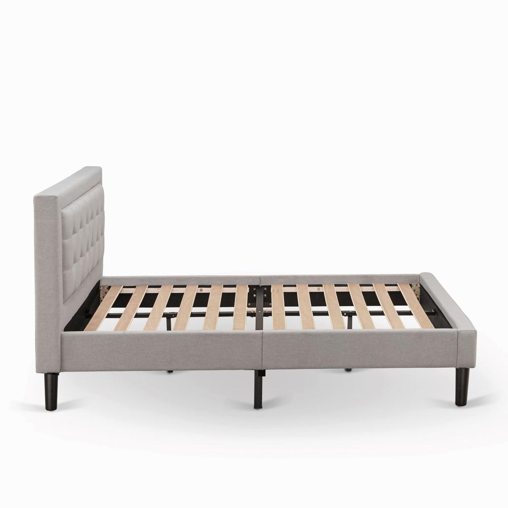 FN08F-1VL0C 2-Piece Platform Full Size Bed Set with 1 Full Bed and an End Table for bedroom - Mist Beige Linen Fabric