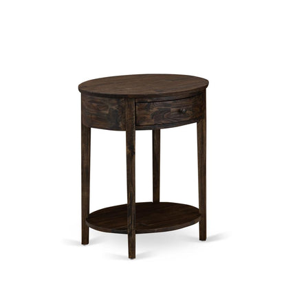 GB28Q-2HI07 3-Piece Wooden Set for Bedroom with Bedframe and 2 Distressed Jacobean End Tables - Brown Faux Leather and Black Legs