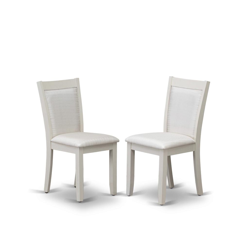 X027MZ001-6 6-Piece Dining Set Includes a Dining Table - 4 Cream Dining Chairs and a Wood Bench - Wire Brushed Linen White Finish