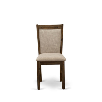 7-Pc Kitchen Table Set Of A Pedestal Breakfast Table, 6 Light Tan Fabric Chairs