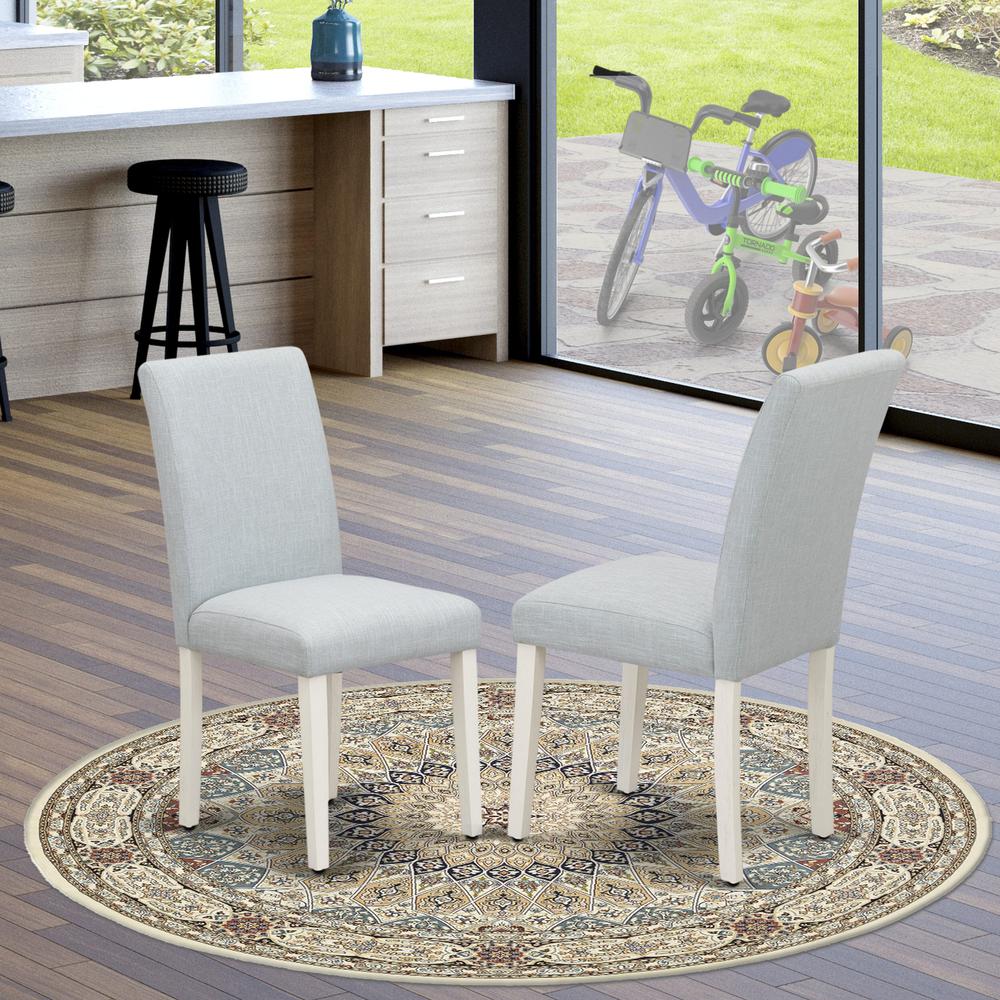 East West Furniture 5-Piece Dining Set Includes 4 Dining Room Chairs with Upholstered Seat and High Back and a Rectangular Dining Table - Linen White Finish