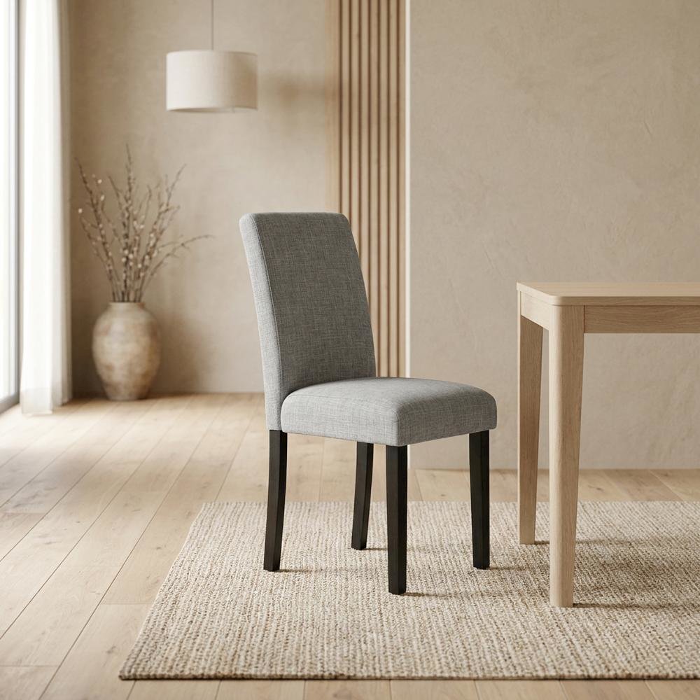 Upholstered Parsons Dining Chair with High Back for Dining Room, Black, Set of 2