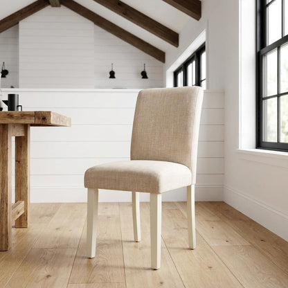 Linen-Upholstered Parsons Dining Chair with High Back for Kitchen Table, Set of 2