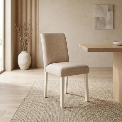 Linen-Upholstered Parsons Dining Chair with High Back for Kitchen Table, Set of 2
