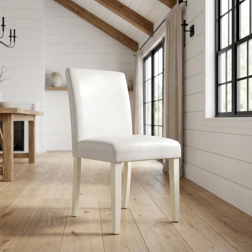Faux Leather-Upholstered Parsons Dining Chair for Kitchen and Dining Room, Set of 2