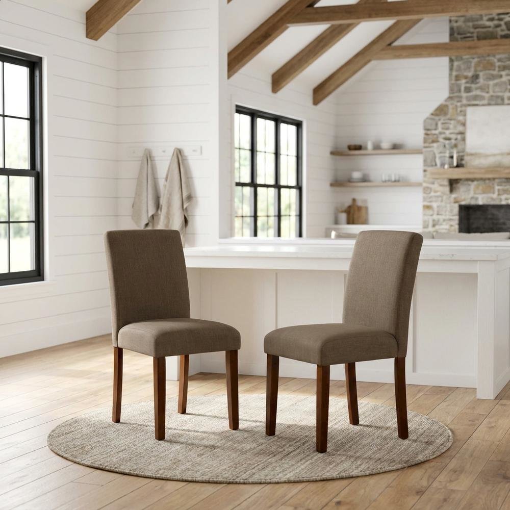Upholstered Parsons Dining Chair with High Back for Dining Room, Mahogany, Set of 2