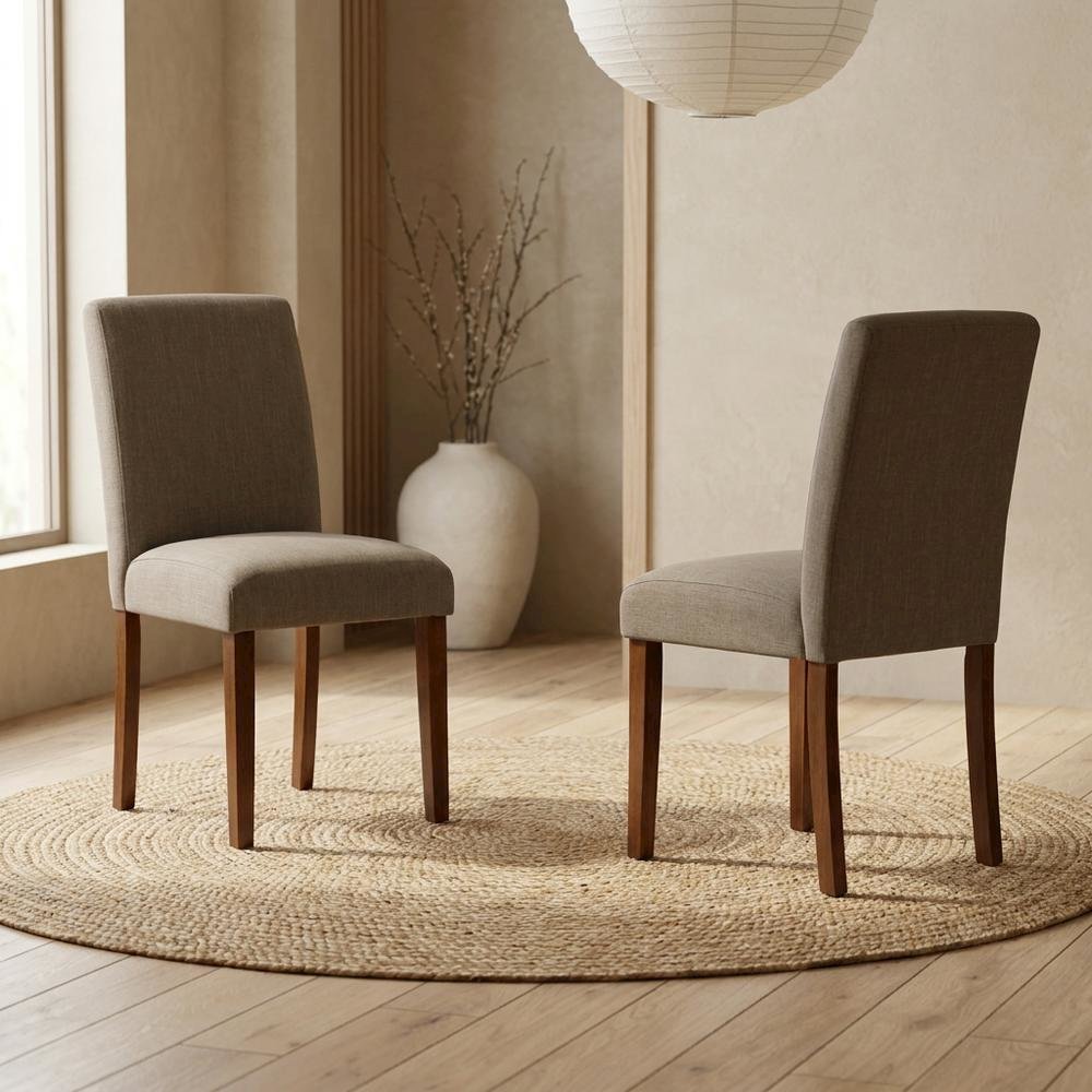 Upholstered Parsons Dining Chair with High Back for Dining Room, Mahogany, Set of 2