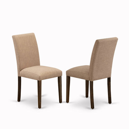 East West Furniture CNAB5-77-47 5Pc Dining Table Set Consists of a Rectangular Table and 4 Upholstered Dining Chairs with Light Sable Color Linen Fabric, Medium Size Table with Full Back Chairs, Distr