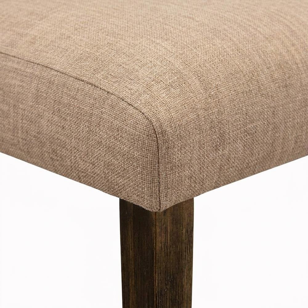 Solid Wood Linen Upholstered High-Back Parsons Dining Chairs, Set of 2