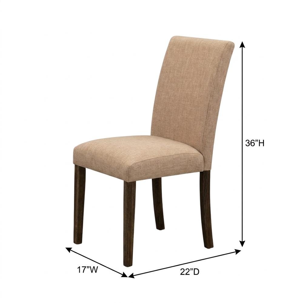 Solid Wood Linen Upholstered High-Back Parsons Dining Chairs, Set of 2