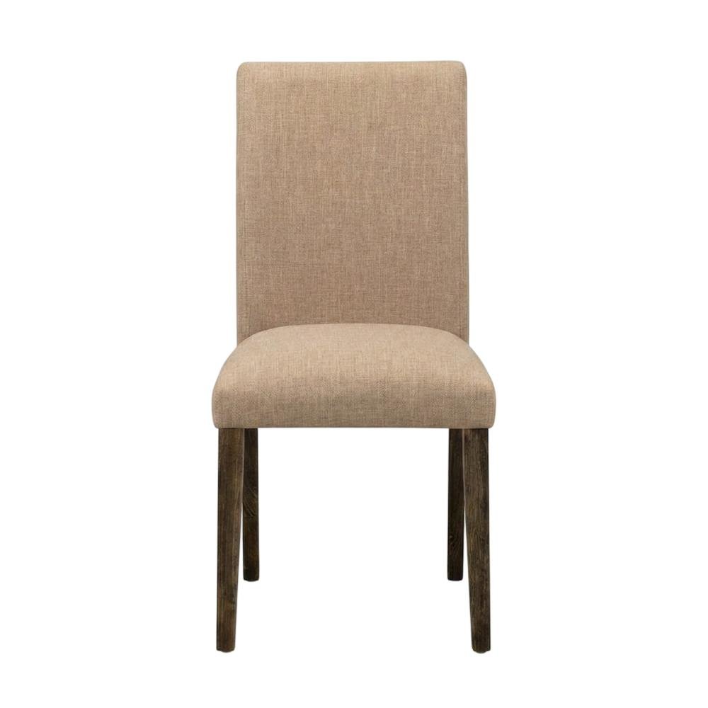 Solid Wood Linen Upholstered High-Back Parsons Dining Chairs, Set of 2