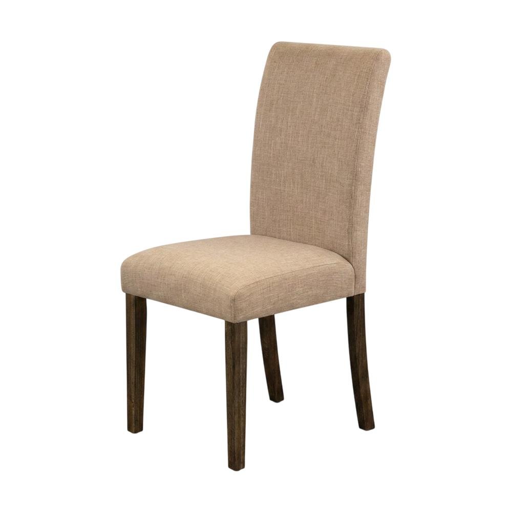 Solid Wood Linen Upholstered High-Back Parsons Dining Chairs, Set of 2