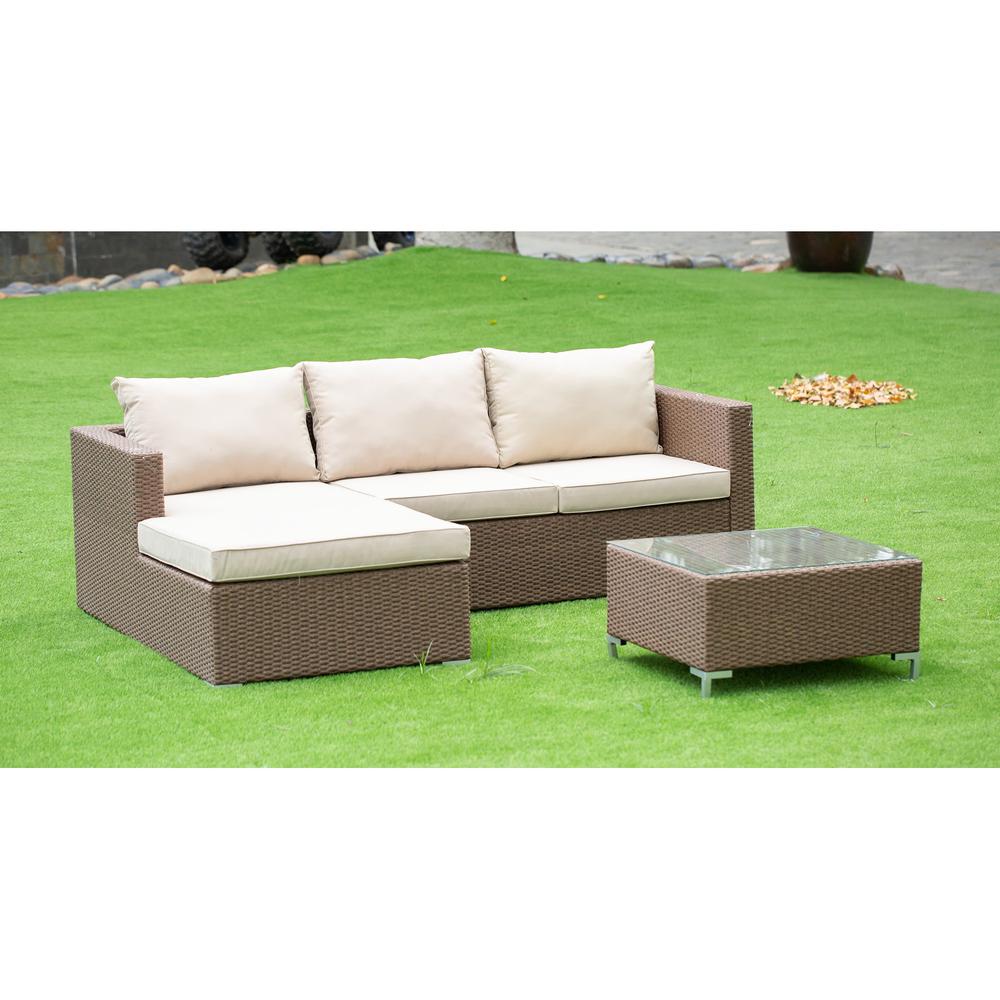 Wicker Patio Set Brown, ACL3S02A