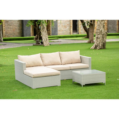 Wicker Patio Set Natural Linen, ACL3S03A