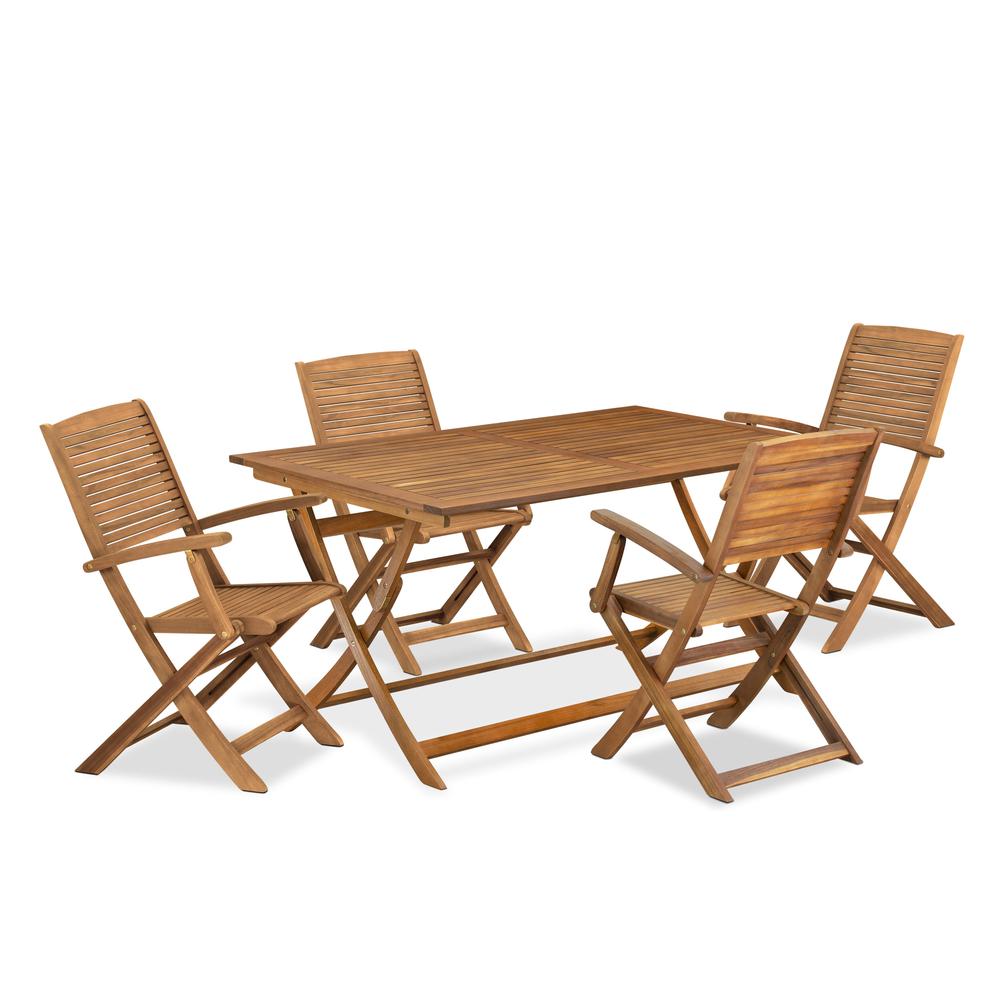 5 Piece Patio Dining Set Consist of a Rectangle Acacia Wood Table