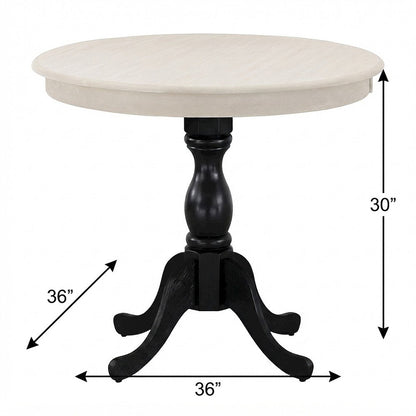 Solid Wood Round Pedestal Kitchen and Dining Table, Compact, Linen White
