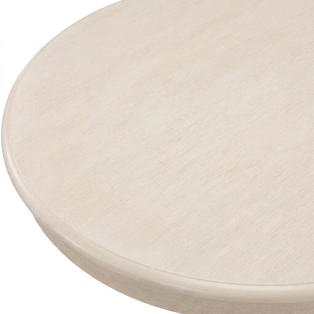 Solid Wood Round Pedestal Kitchen and Dining Table, Compact, Linen White