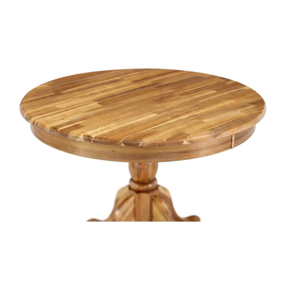 Solid Wood Round Pedestal Kitchen and Dining Table, Compact, Natural