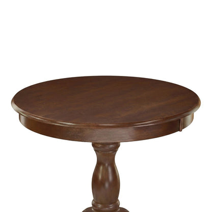 Solid Wood Round Pedestal Kitchen and Dining Table, Compact, Mahogany