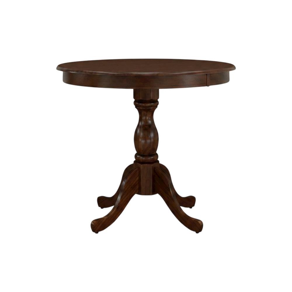 Solid Wood Round Pedestal Kitchen and Dining Table, Compact, Mahogany
