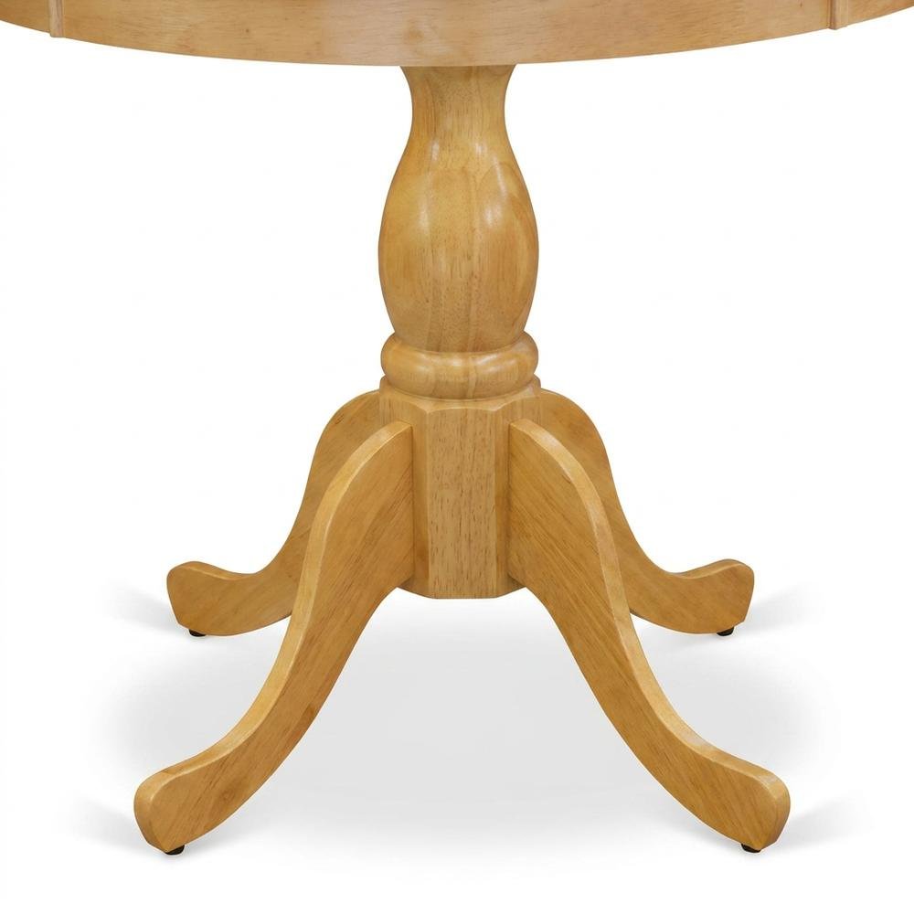 Solid Wood Round Pedestal Kitchen and Dining Table, Compact, Oak