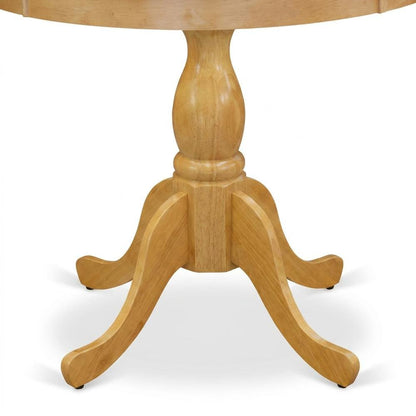 Solid Wood Round Pedestal Kitchen and Dining Table, Compact, Oak