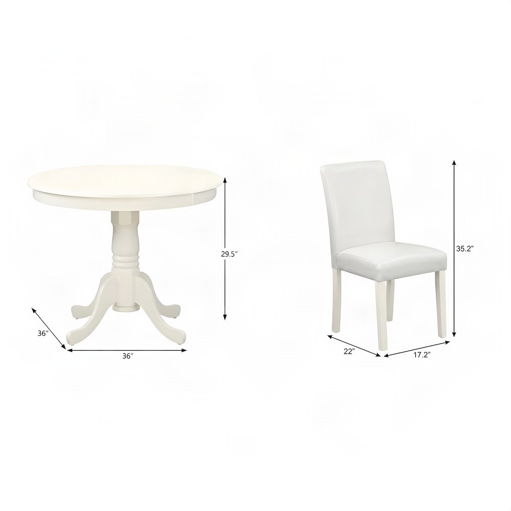 Faux Leather Parson Chair and Round Kitchen Dining Table 5 Piece Set