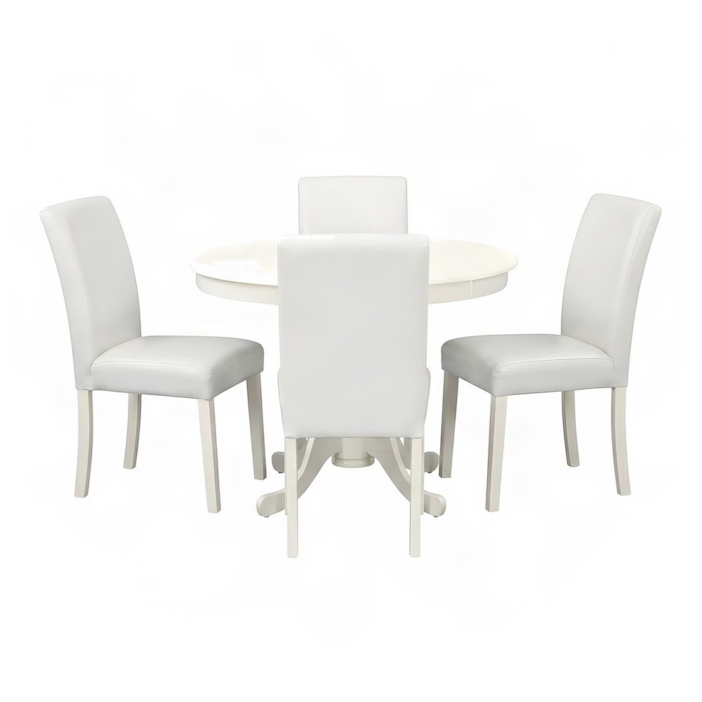 Faux Leather Parson Chair and Round Kitchen Dining Table 5 Piece Set