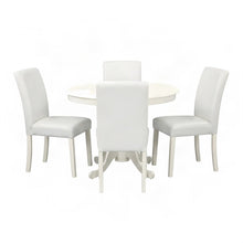 Faux Leather Parson Chair and Round Kitchen Dining Table 5 Piece Set