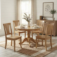 Solid Wood Round Kitchen Table with 4 Dining Chairs, 5 Piece Set