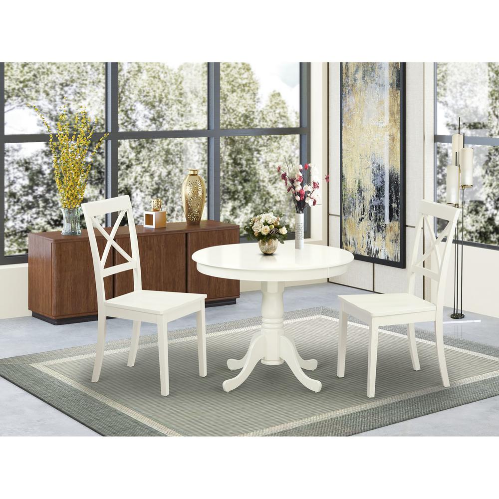 3  Pc  set-Table  and  2  Wood  Kitchen  Chairs  in  Linen  White  .