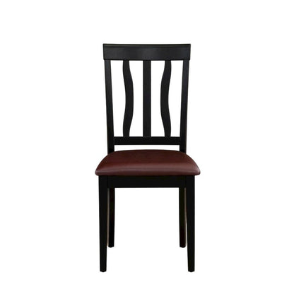 Antique Faux Leather Upholstered Wooden Dining Room Chairs, Set of 2