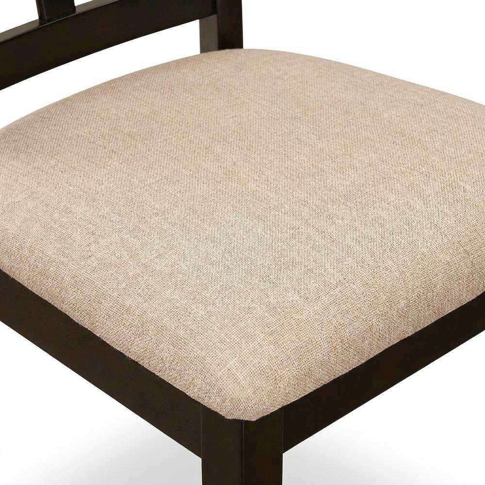 Linen Wood Kitchen Dining Chairs, Traditional Style, Cappuccino, Set of 2