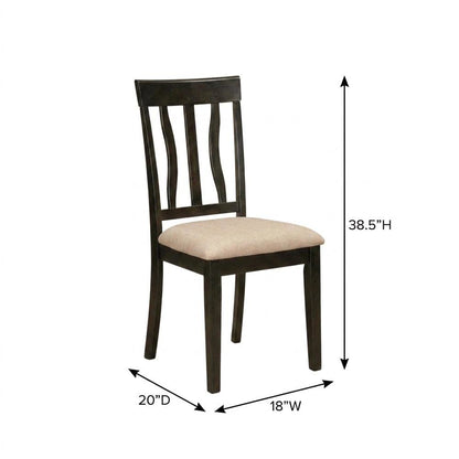 Linen Wood Kitchen Dining Chairs, Traditional Style, Cappuccino, Set of 2