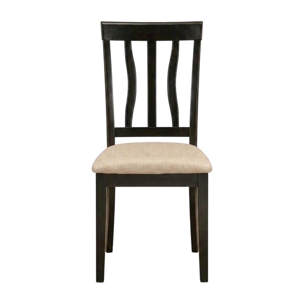 Linen Wood Kitchen Dining Chairs, Traditional Style, Cappuccino, Set of 2