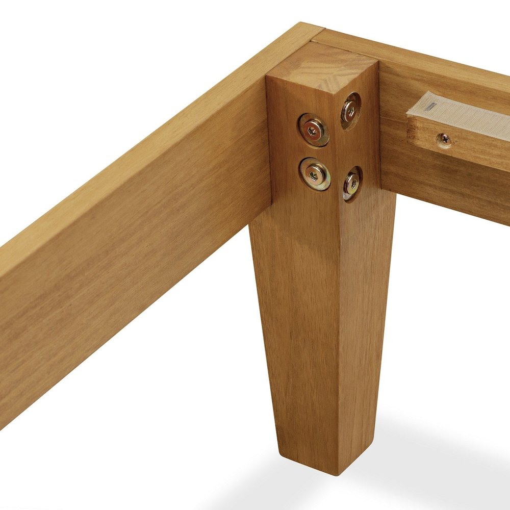 King Size Platform Bed Frame with 4 Legs and 2 Extra Center Legs - Oak Finish