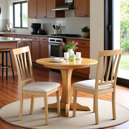 Elegant Wooden Dining Chairs – Cushion Seat Kitchen Chairs, Set of 2