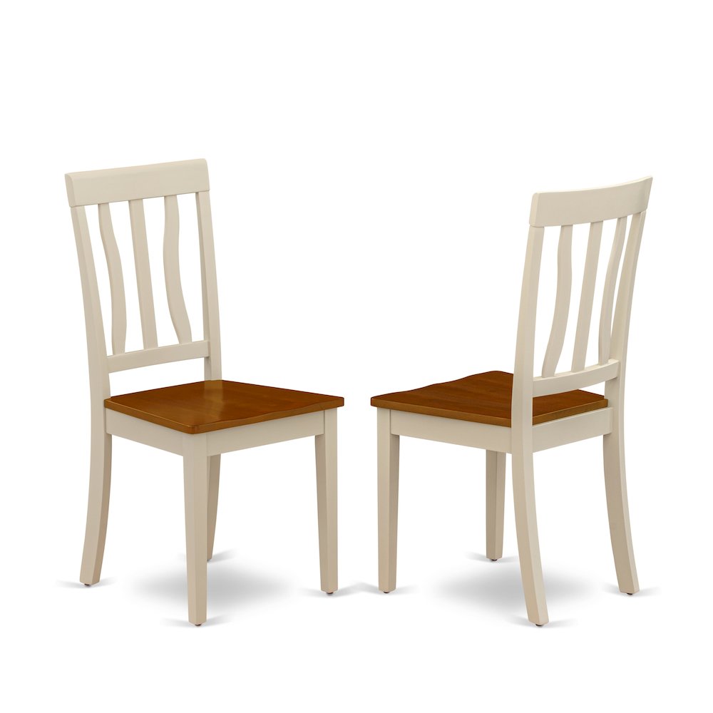 7 Pc Kenley Dinette Table with a Leaf and 6 Wood Seat Chairs in Buttermilk