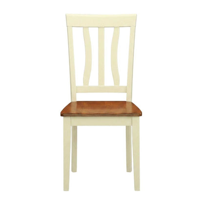 Solid Wood Antique Kitchen Dining Chairs, Buttermilk and Cherry, Set of 2