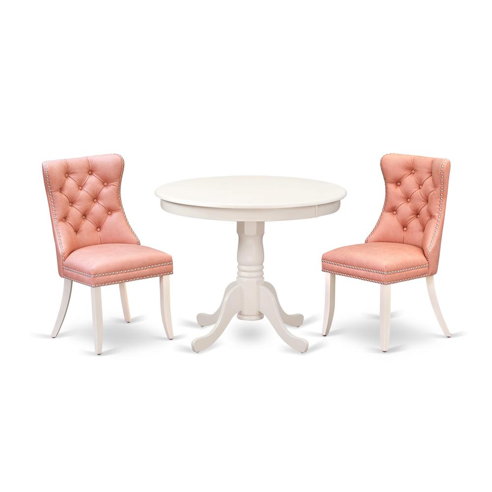 3 Piece Dinette Set Consists of a Round Kitchen Table with Pedestal
