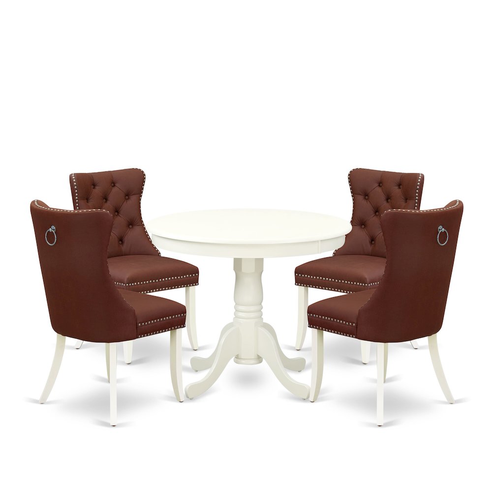 5 Piece Kitchen Table Set for Small Spaces Contains a Round Dining Table