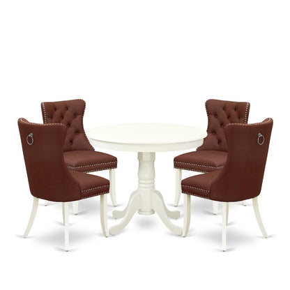 5 Piece Kitchen Table Set for Small Spaces Contains a Round Dining Table