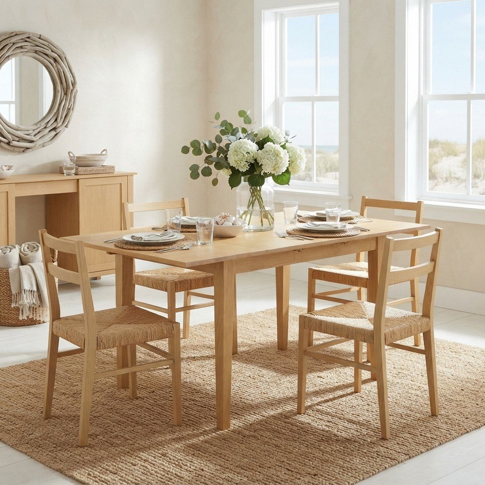 Rectangular Extendable Dining Table with Butterfly Leaf Extension, Oak